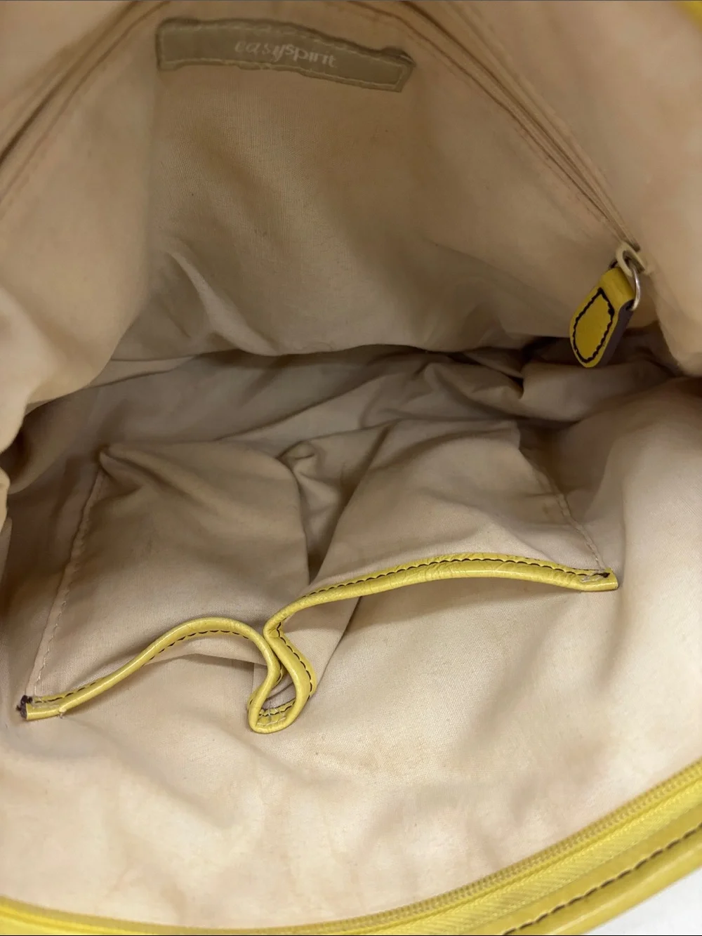 Easy Spirit Yellow Leather Tote with Contrast Trim